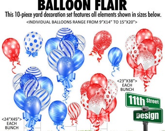 Blue Red Balloon Bouquet Lawn Decorations, Balloon Flair Yard Signs, Balloon Bunch Celebration Filler, Yard Card Business Supplier