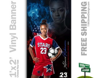 Custom-Printed Vinyl Soccer Banner, Weatherproof High School Senior Night Sports Poster, Personalized Team Photo Banner, Reflection American