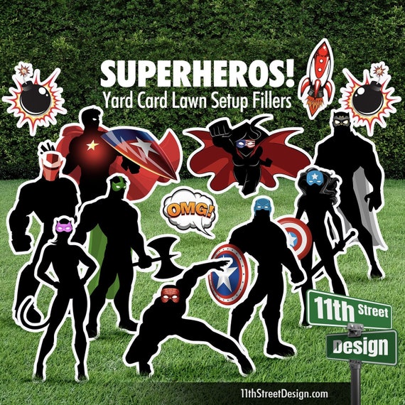 Superheros Lawn Decorations Super Hero Party Yard Signs Etsy