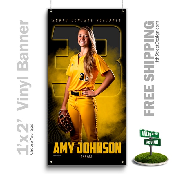 Custom-Printed Vinyl Softball Banner, Weatherproof High School Senior Night Sports Poster, Personalized Team Photo Banners, THE GOAT