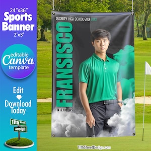 Golf Banner Canva Template, Design Your Own Custom Senior Golf Team Sports Banners in Canva, Golf Background, Sports Legends