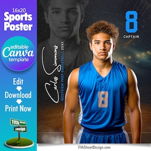 Modelo de pôster de basquete Canva, crie seu próprio time de basquete sênior personalizado Canva pôsteres esportivos, fundo de basquete, reflexão