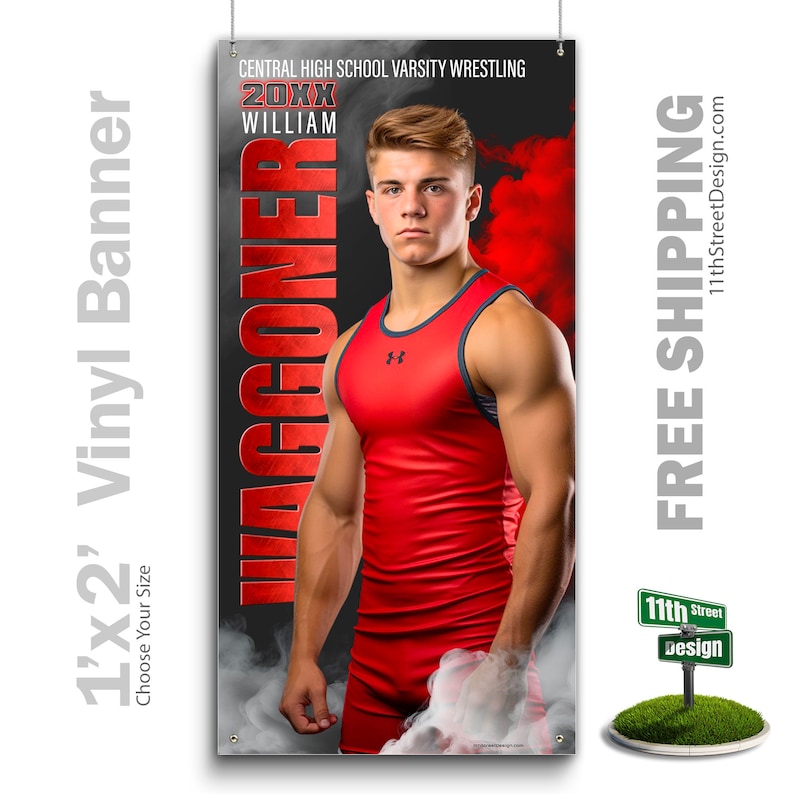 Custom Printed Vinyl Wrestling Banner Senior Night High School