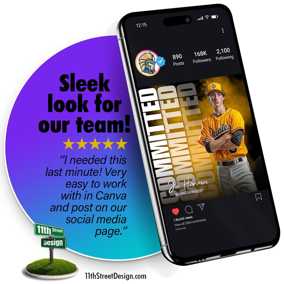 Baseball Committed Social Media Canva Template, Design Your Own Sports ...