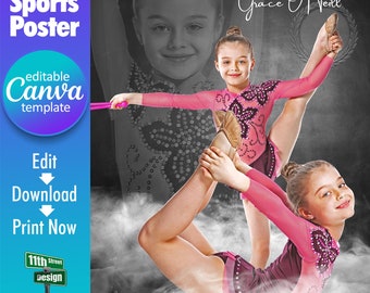 Gymnastics Poster Canva Template, Design Your Own Custom Senior Gymnastics Team Sports Posters in Canva, Dream Weaver