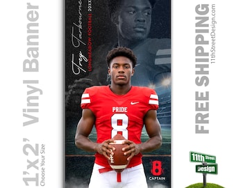 Custom-Printed Vinyl Football Banner, Weatherproof High School Senior Night Sports Poster, Personalized Team Photo Banners, Reflection