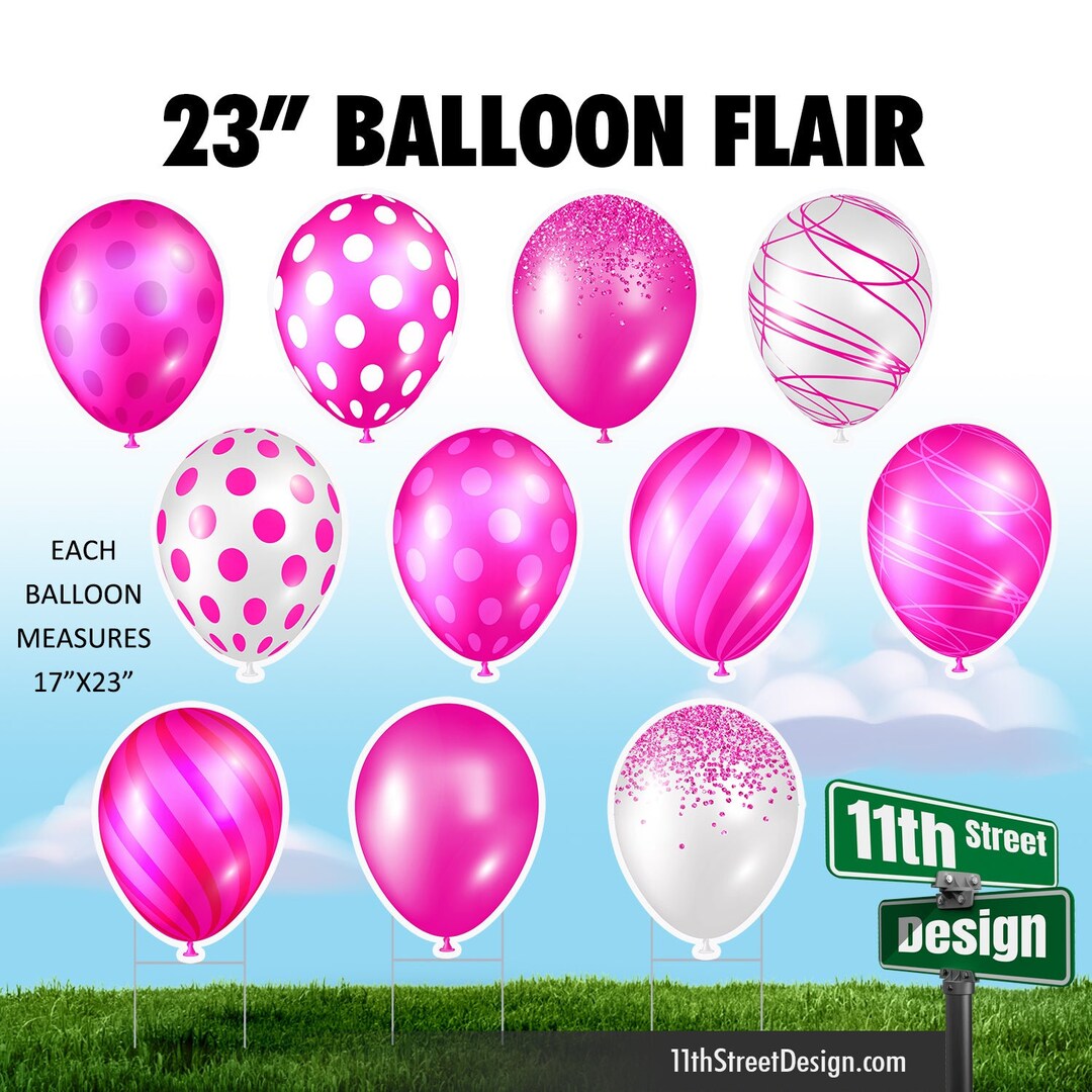 Hot Pink Balloon Lawn Decorations Balloon Flair Yard Signs Etsy