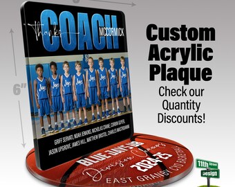 Trendy Basketball Coaches Gift, Custom Acrylic Plaque with Photo & Personalized Base, Unique Gift for any coach, Basketball Coach Keepsake