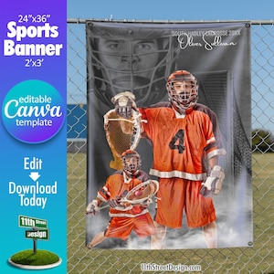 Lacrosse Banner Canva Template, Design Your Own Custom Senior Lacrosse Team Sports Banners in Canva, Lacrosse Background, Dream Weaver