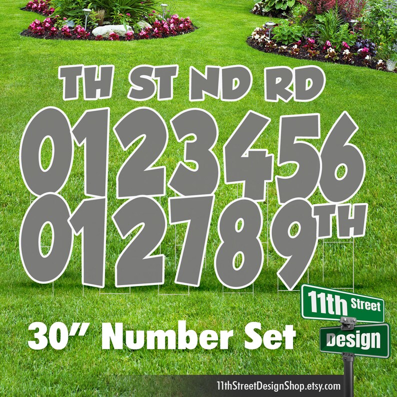 BIG 30 Gray Yard Sign Number Set Includes 09 Plus St Etsy