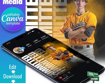 Baseball Committed Social Media Canva Template, Design Your Own Sports Team Instagram, Facebook & (X) Twitter Match Day Posts, The GOAT