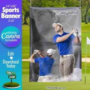 Golf Banner Canva Template, Design Your Own Custom Senior Golf Team Sports Banners in Canva, Golf Background, Dream Weaver