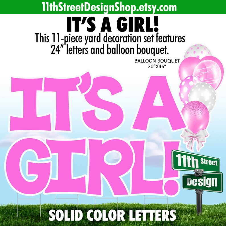 24 It's A Girl Yard Signs Outdoor Baby Announcement Etsy