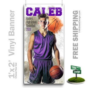 Custom-Printed Vinyl Basketball Banner, Weatherproof High School Senior Night Sports Poster, Personalized Team Photo Banners, In The Zone
