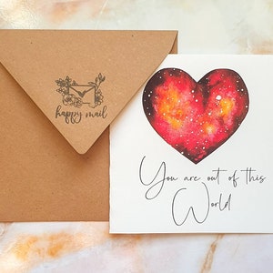 You are out of this world | valentines card - love card | galaxy heart | watercolor | greeting card A6 Square - Anniversary | watercolor