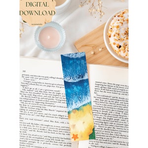 Sea Scape, Ocean Watercolor Printable Bookmark, Instant Download ...