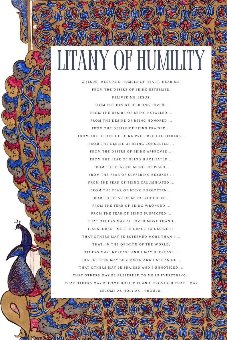 Litany of Humility Prayer | Catholic Wall Art | Prayer Card | Digital ...