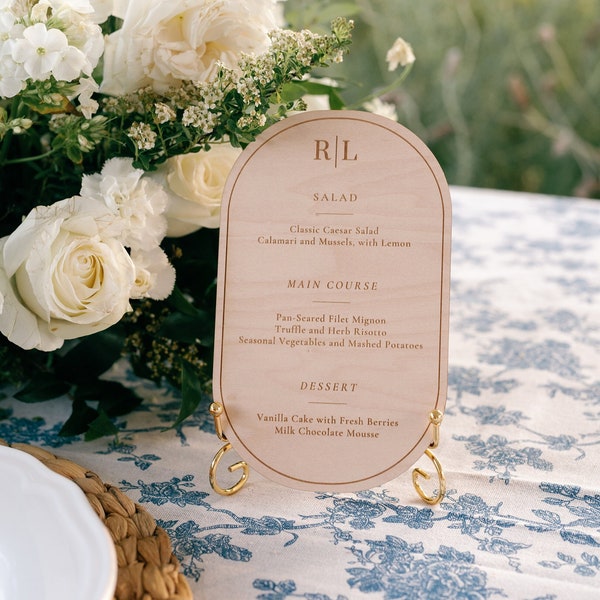 Wood Wedding Table Menus Sign, Wedding Table Decor, Wedding Decor, Modern Wedding Decor, Wood Wedding Decor, Wedding Dinner Menu