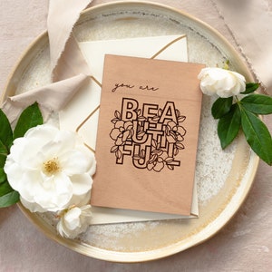 Você é lindo cartão de madeira, cartão floral, cartão de dia dos namorados, cartão de aniversário de madeira, cartão de dia dos namorados para esposa, presente personalizado