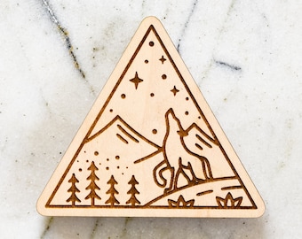 Howling Wolf Wood Magnet, Camping Decor, Get Outside, Outdoor Enthusiast Gift, Nature Lover Gift, Wood Magnet, Wood Magnet, Camping Lover