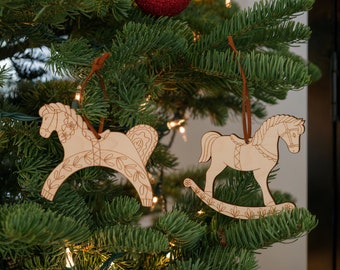 Set of Scandinavian Horse Wood Ornament, Scandinavian Ornament, Folk Ornament, Wood Christmas Ornament, Christmas Decor, Hygge Decor