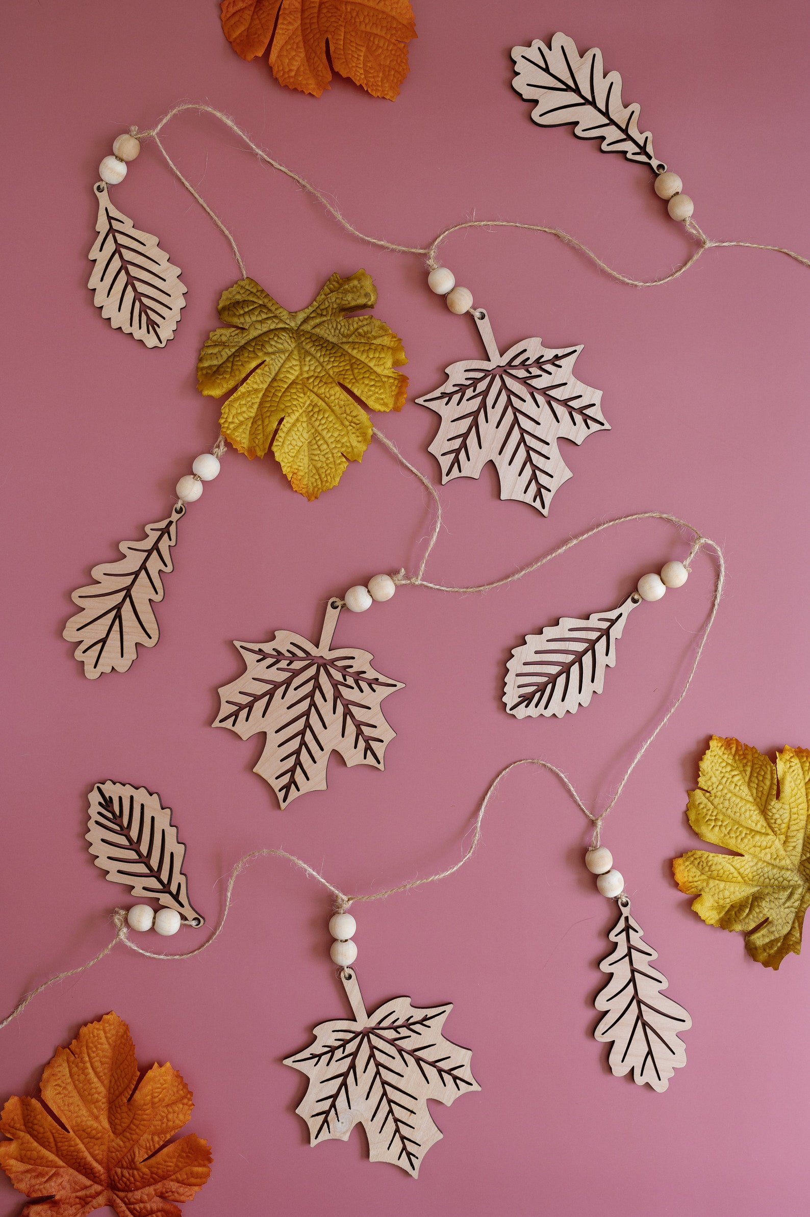 Wood Fall Leaf Garland Indoor Fall Decor Farmhouse Decor Etsy