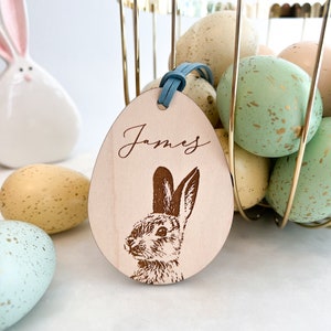 Personalized Easter Basket Tag, Custom Wood Easter Bag Tag, Wooden Easter Gift Tag, Easter Decor, Easter for Kids, Easter Bunny Tag image 5