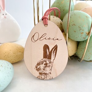 Personalized Easter Basket Tag, Custom Wood Easter Bag Tag, Wooden Easter Gift Tag, Easter Decor, Easter for Kids, Easter Bunny Tag image 4