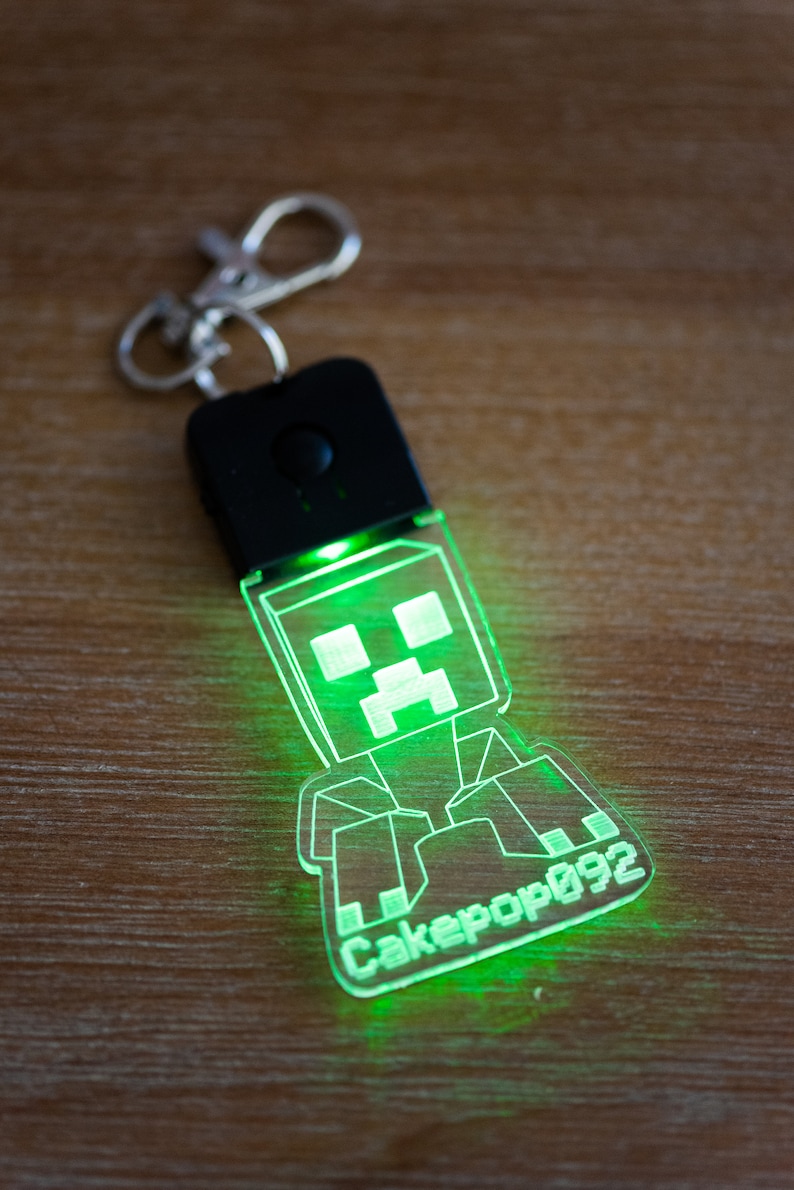 Custom Keychain LED Keychain Minecraft Keychain Creeper Etsy