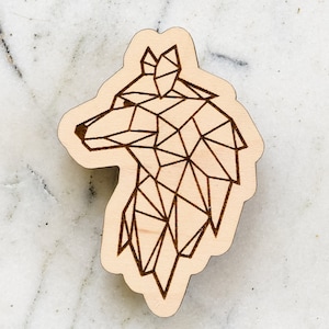 Wolf Wood Magnet, Geometric Wolf Magnet, Animal Lover Magnet, Eco-Friendly Gift, Wolf Lover Gift, Engraved Wood, Wolf Decor, Wood Magnet