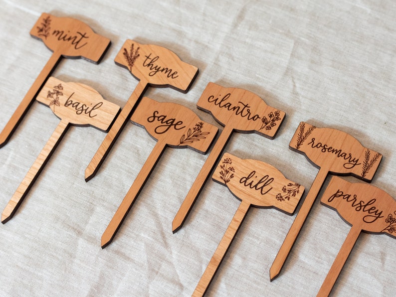 Engraved Garden Markers, Garden Tags, Herb Labels, Planter Stakes, Plant Stake Markers, Veggy Garden, Garden Lover Christmas Gift image 1