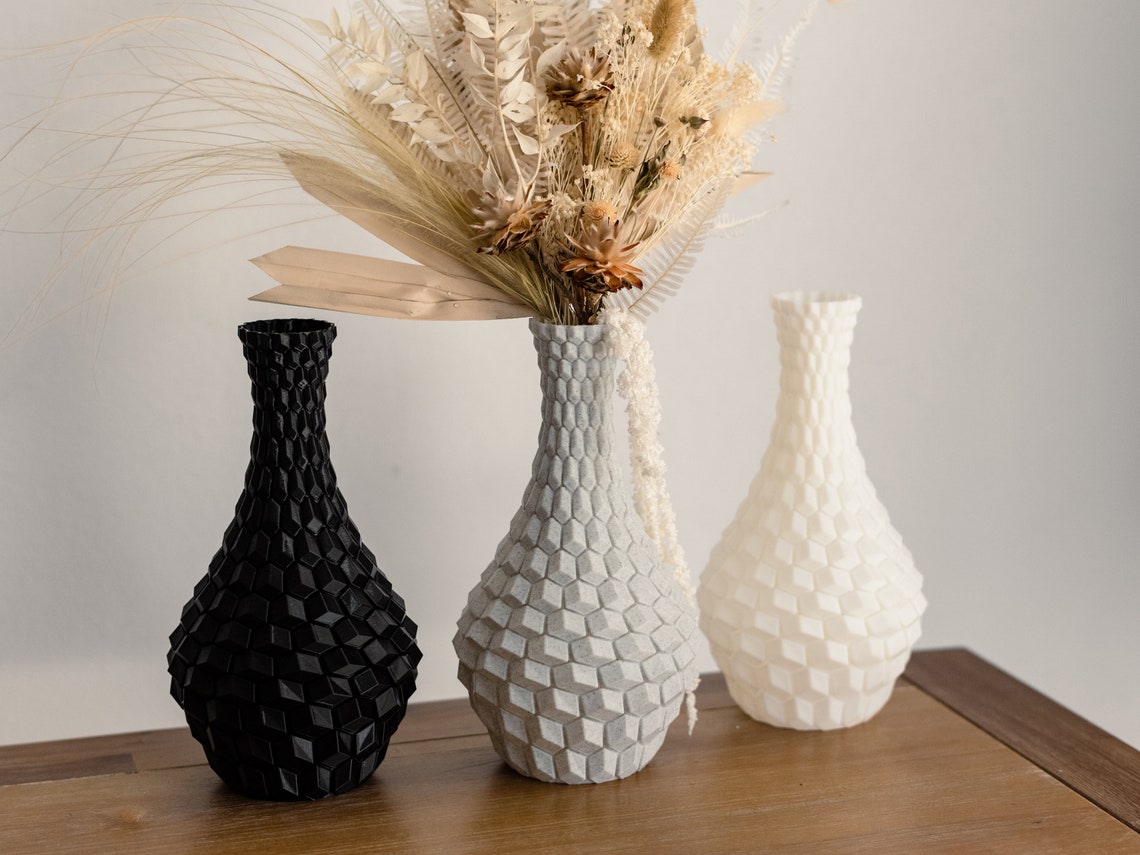 3D Printed Vase Dried Flowers Vase Minimalist Decor Etsy