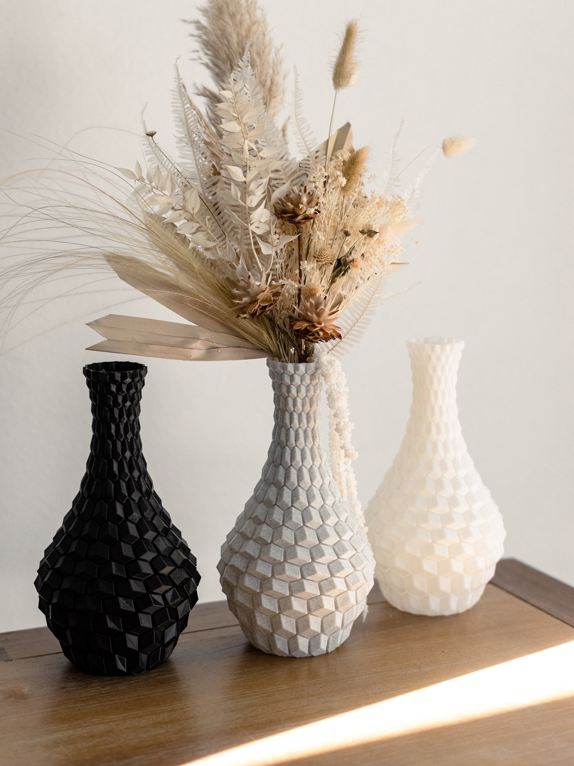 3D Printed Vase Dried Flowers Vase Minimalist Decor Etsy