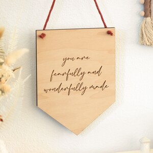 You Are Fearfully and Wonderfully Made Wood Pennant, Wood Nursery Pennant, Baby Room Decor, Pennant Flag, Nursery Decor, Nursery Hanging