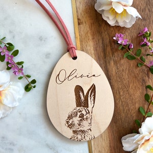 Personalized Easter Basket Tag, Custom Wood Easter Bag Tag, Wooden Easter Gift Tag, Easter Decor, Easter for Kids, Easter Bunny Tag image 10