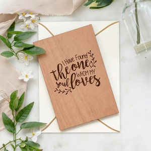 Ik heb degene gevonden van wie mijn ziel houdt Houten kaart, Valentijnsdagkaart, Houten jubileumkaart, Hoogliedkaart, Gepersonaliseerd cadeau