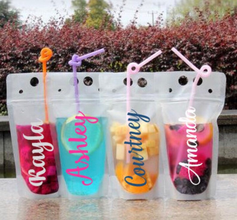 Reusable drink pouches with straw / custom drink pouches / Etsy