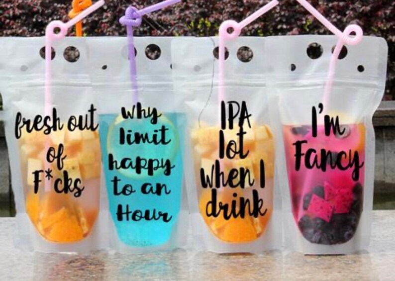 Reusable drink pouches with straw / custom drink pouches / Etsy