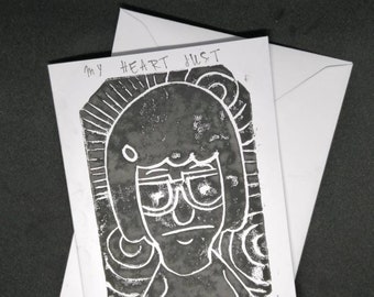 Tina Beltcher bobs burgers funny quote linoprint card