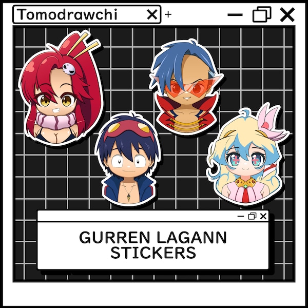 Gurren Lagann Anime Peeker Stickers Yoko Kamina Nia Simon