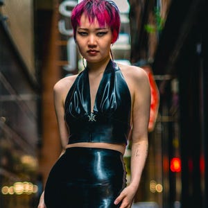 KHAOS (BLACK)  Latex Halter Top | Available In All Sizes