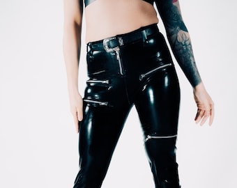 TRINITY Latex Jeans with Zips | Custom Made To Fit