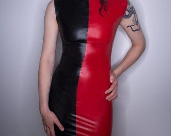 black and red latex dress Slim Fit Bodycon Dress for Pole Dance / Women's Wetlook Sleeveless Dress in Alternative Apparel main image 1