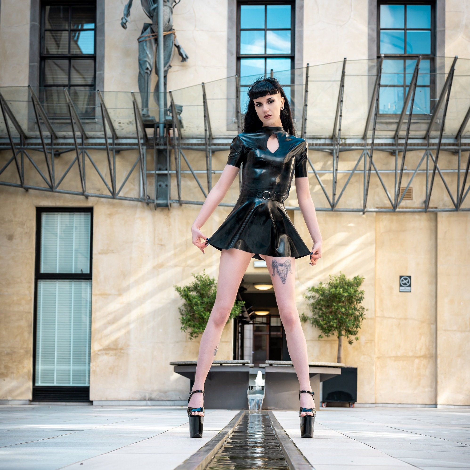 black latex skater dress NOIR Latex Skater Dress | Custom Made to Fit