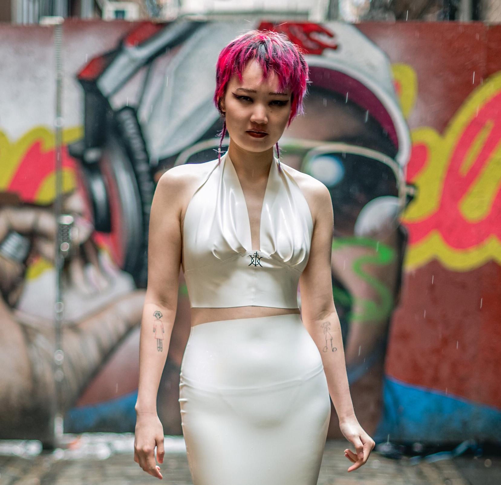 KHAOS (WHITE)  Latex Halter Top | Available In All Sizes