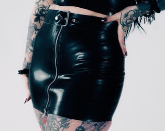 KEROSENE Latex Zip Pencil Skirt | Custom Made To Fit