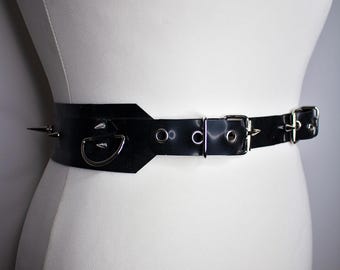 HADES Latex Belt | Adjustable Spiked Waist Belt Garter | Custom Made To Fit