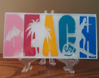 Summer Beach Glass Tile Display Decoration Cricut Vinyl Stand