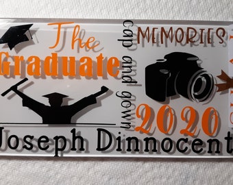 Personalized Glass Tile For The Graduate College High School 8th grade School colors Graduation Senior Made to Order
