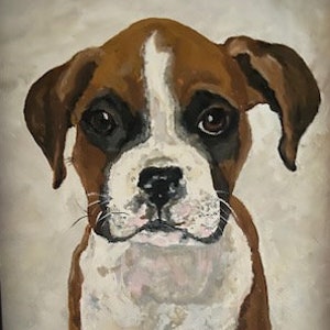Pet Portrait Hand Painted Original Custom Acrylic or Gouache Painting-Free Shipping Made in USA